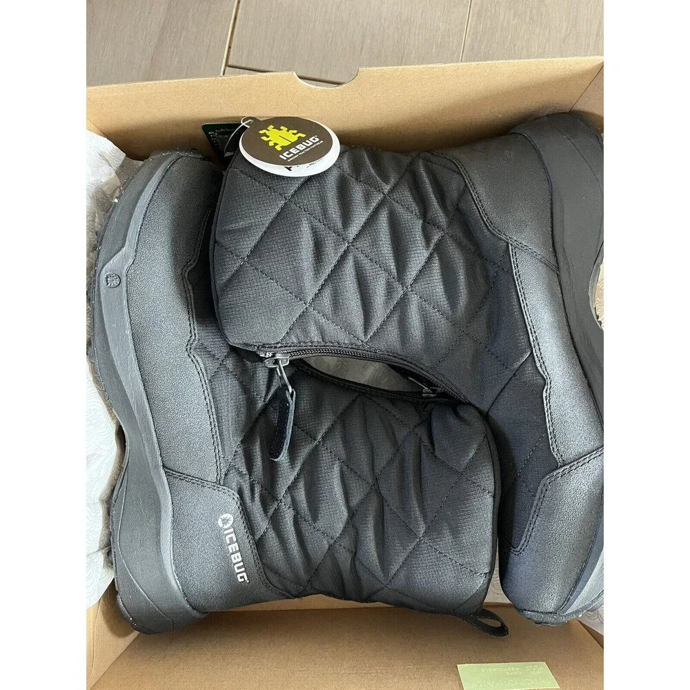 New ICEBUG Ivalo4 Men BUGrip Black Snow Boots Sz 11.5 Lightweight Warm Zipper